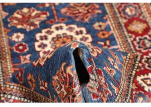 Tappeto Kazak Fine Stilizzato Blu Rosso Mattone Corsia 76x202 Cm