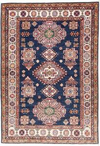 Tappeto Kazak Fine Stilizzato Blu Scuro Avorio 127x182 Cm