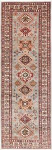 Tappeto Kazak Fine Stilizzato Grigio Chiaro Rosso Mattone Corsia 80x244 Cm
