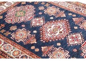 Tappeto Kazak Fine Stilizzato Blu Scuro Avorio 127x182 Cm