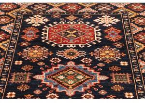 Tappeto Kazak Fine Geometrico Blu Scuro Rosso 129x187 Cm