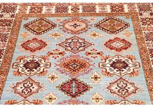 Tappeto Kazak Fine Stilizzato Azzurro Rosso 127x184 Cm
