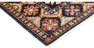 Tappeto Kazak Fine Geometrico Blu Scuro Rosso 129x187 Cm