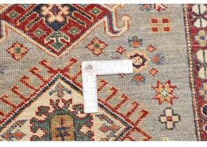 Tappeto Kazak Fine Geometrico Grigio Chiaro Bordeaux Corsia 84x245 Cm