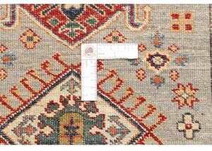 Tappeto Kazak Fine Stilizzato Grigio Chiaro Rosso Mattone Corsia 80x244 Cm