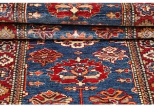 Tappeto Kazak Fine Stilizzato Blu Rosso Mattone Corsia 76x202 Cm