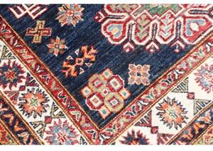 Tappeto Kazak Fine Stilizzato Blu Scuro Avorio 127x182 Cm
