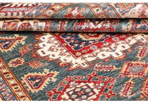 Tappeto Kazak Fine Stilizzato Blu Petrolio Rosso 153x191 Cm
