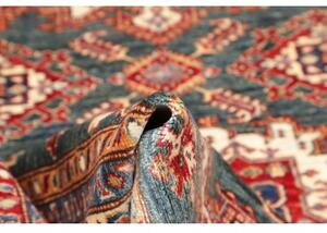 Tappeto Kazak Fine Stilizzato Blu Petrolio Rosso 153x191 Cm