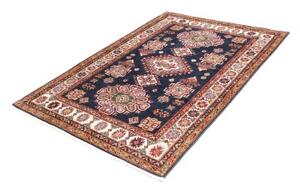 Tappeto Kazak Fine Stilizzato Blu Scuro Avorio 127x182 Cm