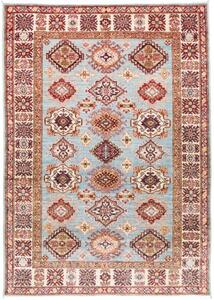 Tappeto Kazak Fine Stilizzato Azzurro Rosso 127x184 Cm