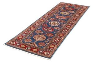 Tappeto Kazak Fine Stilizzato Blu Rosso Mattone Corsia 76x202 Cm