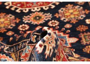 Tappeto Kazak Fine Geometrico Blu Scuro Rosso 129x187 Cm