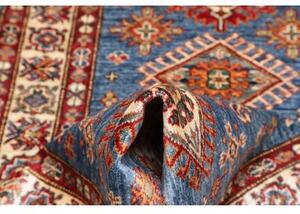 Tappeto Kazak Fine Geometrico Blu Rosso Ruggine Corsia 83x245 Cm