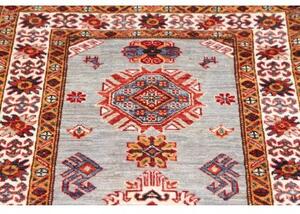 Tappeto Kazak Fine Stilizzato Azzurro Rosso Mattone Corsia 75x218 Cm