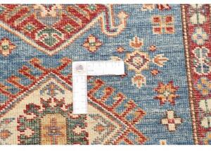 Tappeto Kazak Fine Geometrico Blu Rosso Ruggine Corsia 83x245 Cm