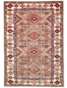 Tappeto Kazak Fine Stilizzato Beige Rosso 125x185 Cm