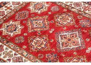 Tappeto Kazak Fine Geometrico Rosso Mattone Avorio 100x148 Cm