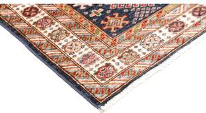 Tappeto Kazak Fine Geometrico Blu Notte Rosso Mattone 92x150 Cm