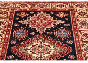 Tappeto Kazak Fine Stilizzato Blu Notte Rosso Mattone 103x152 Cm