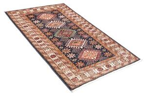 Tappeto Kazak Fine Geometrico Blu Notte Rosso Mattone 92x150 Cm
