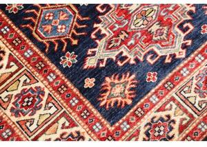 Tappeto Kazak Fine Stilizzato Blu Notte Rosso Mattone 103x152 Cm