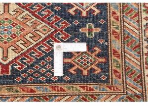 Tappeto Kazak Fine Geometrico Blu Notte Rosso Mattone 92x150 Cm