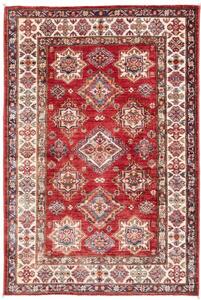 Tappeto Kazak Fine Geometrico Rosso Mattone Avorio 100x148 Cm