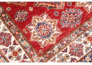 Tappeto Kazak Fine Geometrico Rosso Mattone Avorio 100x148 Cm