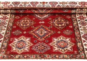 Tappeto Kazak Fine Geometrico Rosso Mattone Avorio 100x148 Cm