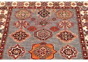 Tappeto Kazak Fine Stilizzato Grigio Rosso 104x142 Cm