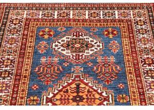 Tappeto Kazak Fine Stilizzato Blu Rosso 99x152 Cm