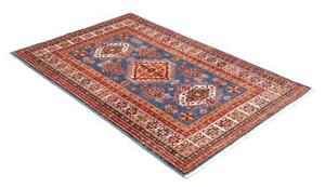 Tappeto Kazak Fine Stilizzato Blu Rosso 99x152 Cm