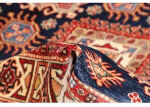 Tappeto Kazak Fine Stilizzato Blu Notte Rosso Mattone 103x152 Cm