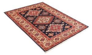 Tappeto Kazak Fine Stilizzato Blu Notte Rosso Mattone 103x152 Cm