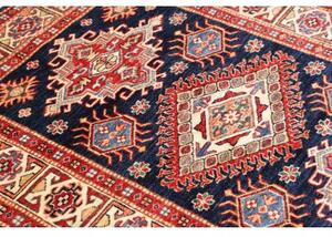 Tappeto Kazak Fine Stilizzato Blu Notte Rosso Mattone 103x152 Cm