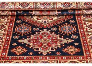 Tappeto Kazak Fine Stilizzato Blu Notte Rosso Mattone 103x152 Cm