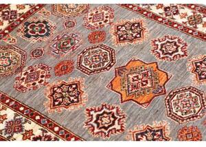 Tappeto Kazak Fine Stilizzato Grigio Rosso 104x142 Cm