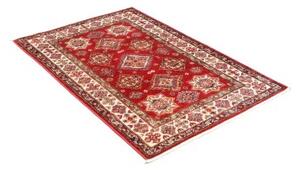 Tappeto Kazak Fine Geometrico Rosso Mattone Avorio 100x148 Cm