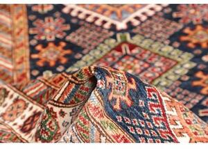 Tappeto Kazak Fine Geometrico Blu Notte Rosso Mattone 92x150 Cm