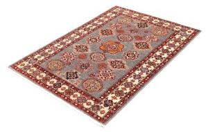 Tappeto Kazak Fine Stilizzato Grigio Rosso 104x142 Cm