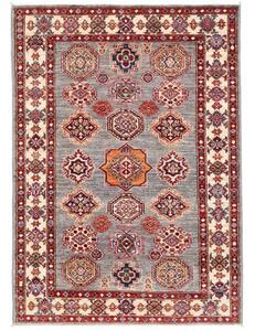 Tappeto Kazak Fine Stilizzato Grigio Rosso 104x142 Cm