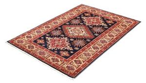 Tappeto Kazak Fine Stilizzato Blu Notte Rosso Mattone 103x152 Cm