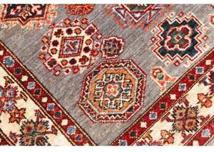 Tappeto Kazak Fine Stilizzato Grigio Rosso 104x142 Cm