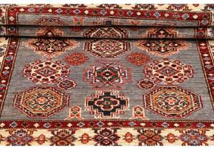 Tappeto Kazak Fine Stilizzato Grigio Rosso 104x142 Cm