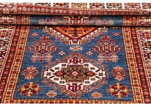 Tappeto Kazak Fine Stilizzato Blu Rosso 99x152 Cm