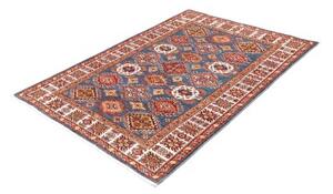 Tappeto Kazak Fine Stilizzato Blu Rosso 123x173 Cm
