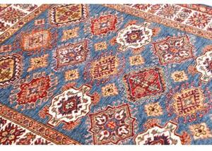 Tappeto Kazak Fine Stilizzato Blu Rosso 123x173 Cm