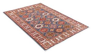 Tappeto Kazak Fine Stilizzato Blu Rosso 123x173 Cm