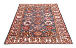 Tappeto Kazak Fine Stilizzato Blu Rosso 123x173 Cm